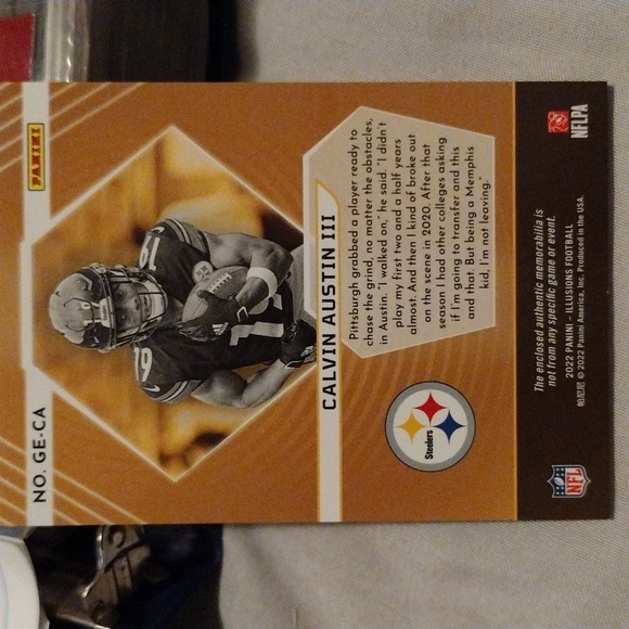 Calvin Austin III ROOKIE MATERIAL GREAT EXPECTATIONS 2022 panini illusions - Picture 2 of 2